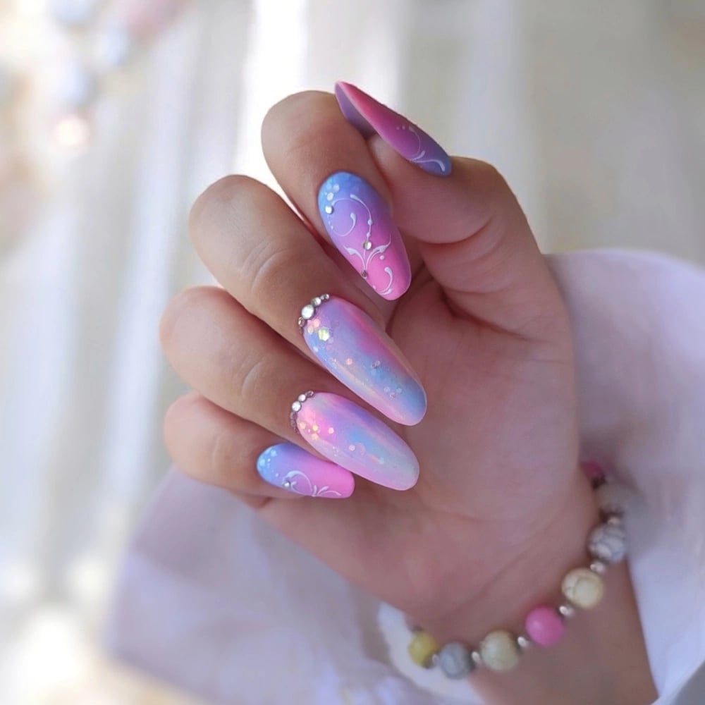 Pastel Gradient Stiletto Swirl Nails Pastel Gradient Stiletto Swirl Nails — Easy Unicorn Nails