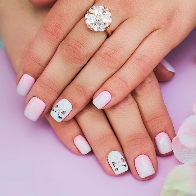 Unicorn Face Ombre Square Nails Unicorn Face Ombre Square Nails — Easy Unicorn Nails