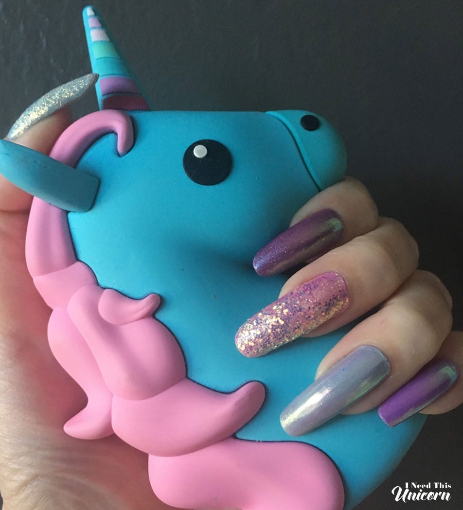 Holographic Purple Silver Stiletto Nails Holographic Purple Silver Stiletto Nails — Easy Unicorn Nails