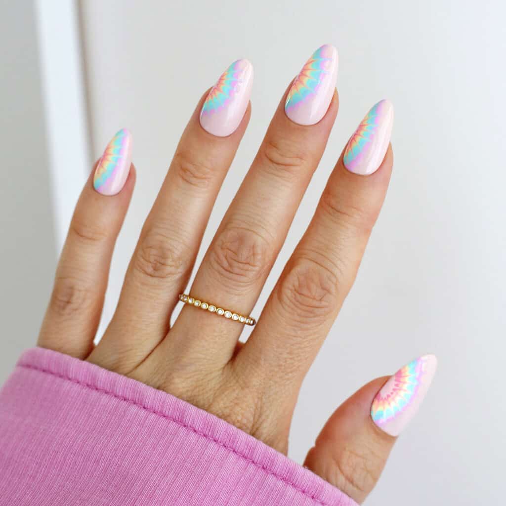 Pastel Tie-Dye Shimmer Medium Almond Pastel Tie-Dye Shimmer Medium Almond — Easy Unicorn Nails