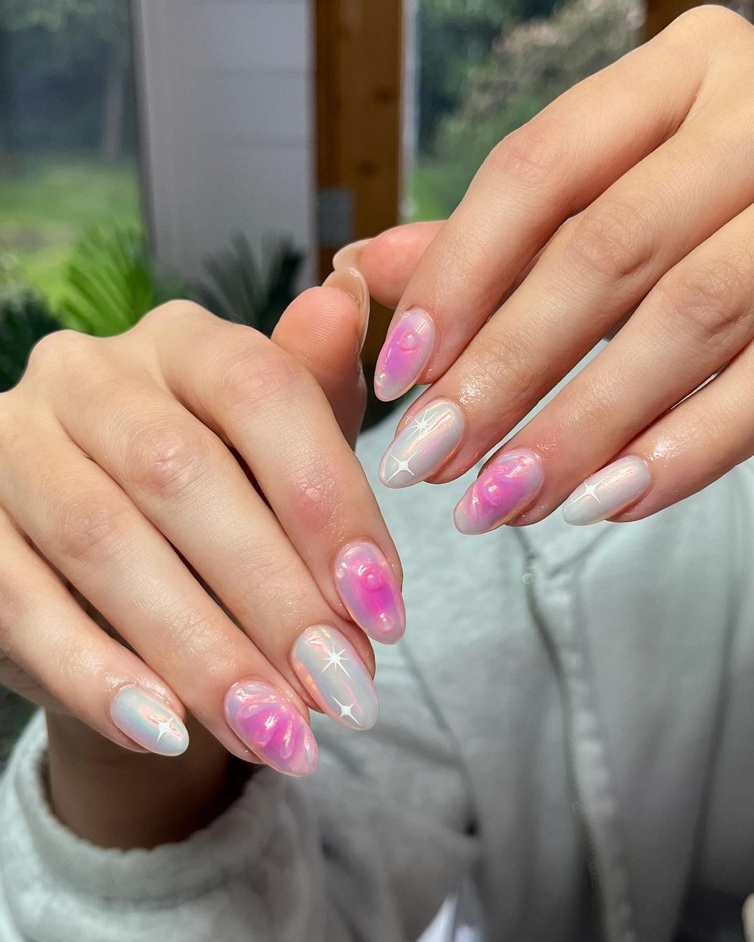 Milky White 3D Floral Oval Nails Milky White 3D Floral Oval Nails — Easy Unicorn Nails