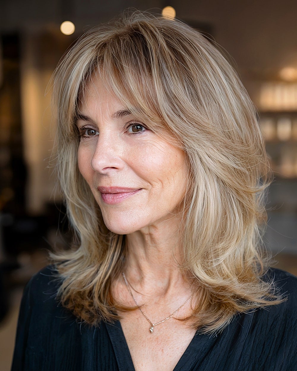 Shoulder Blonde With Side Part Blowout, Collarbone — Easy Ways to Style Curtain Bangs