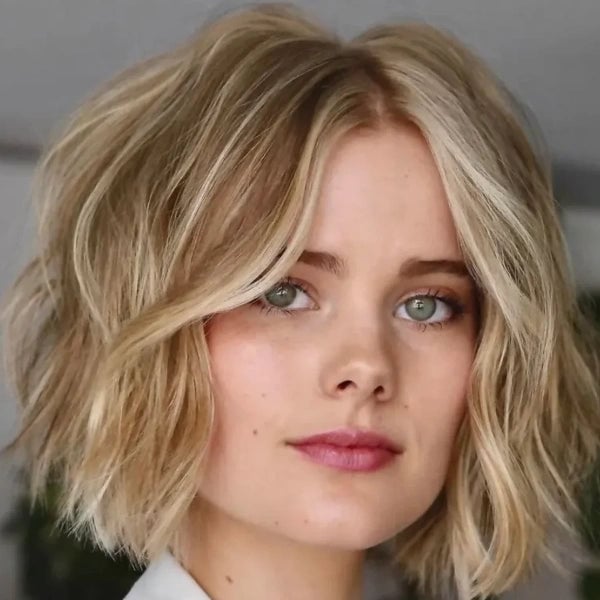 Collarbone Fine Wavy Blowout With Highlights — Easy Ways to Style Curtain Bangs