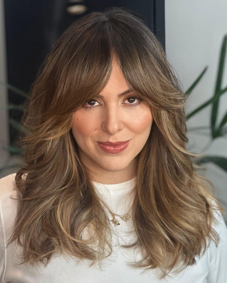 Collarbone Layers With Smooth Curtain Bangs — Easy Ways to Style Curtain Bangs
