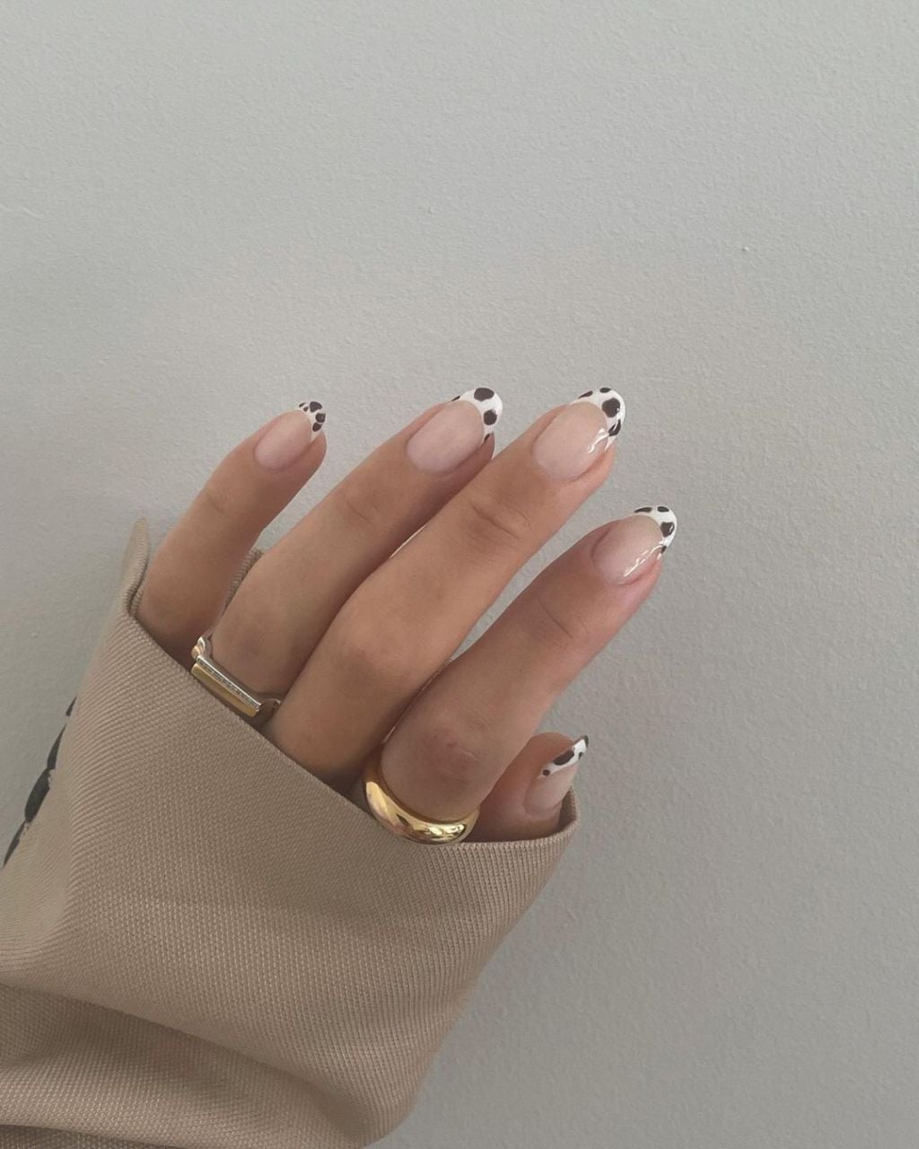 Nude Base Cow Print French Tips Nude Base Cow Print French Tips — Easy Western Nails