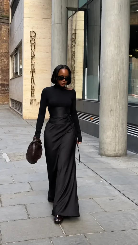 Wrap Maxi Skirt With Corset Belt Detail Wrap Maxi Skirt With Corset Belt Detail — Elegant Black Maxi Skirt Outfit