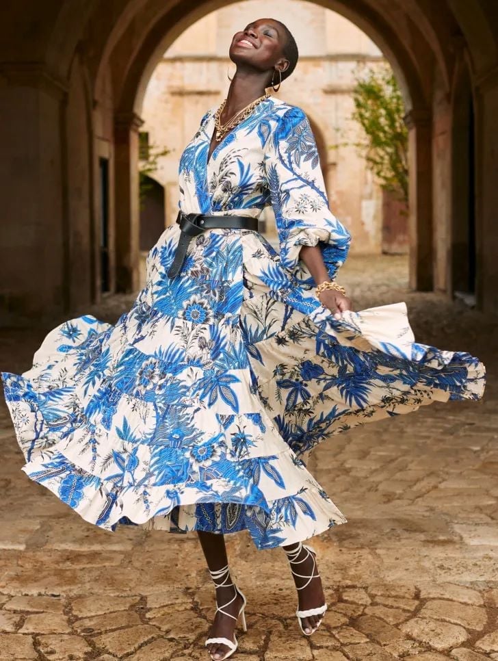 Floral Print Maxi Dress with Black Belt — Elegant Boho Outfits