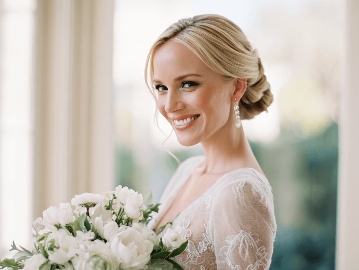 Classic Blonde Low Bun With Side Parting — Elegant Updo Inspo