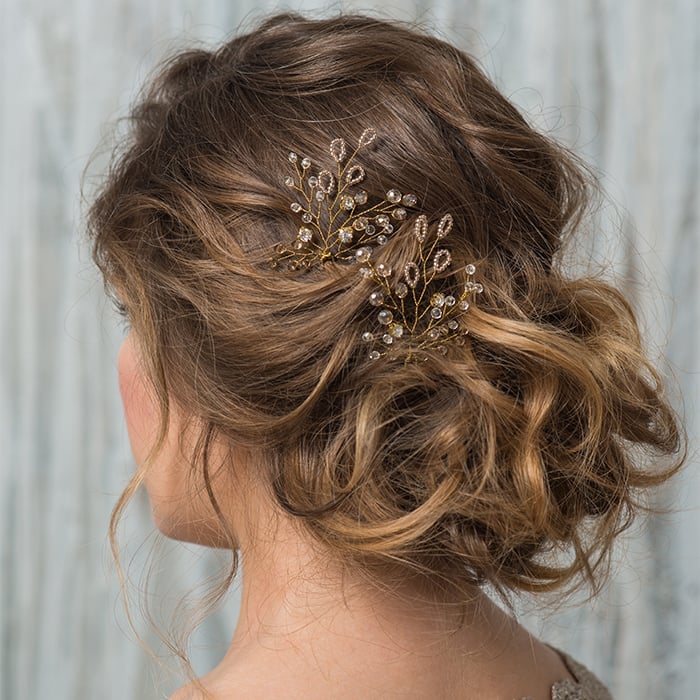 Loose Low Bun With Crystal Pins — Elegant Updo Inspo