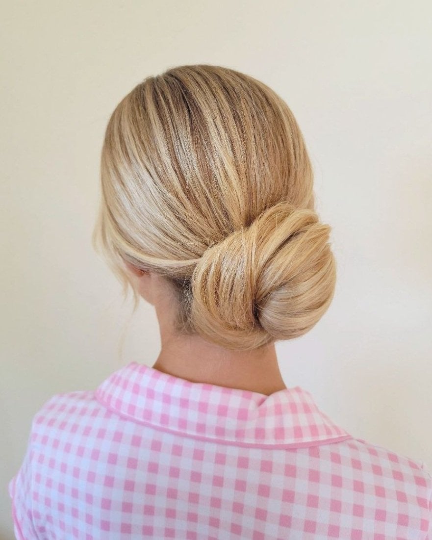 Neat Low Updo Bun For Fine Hair — Elegant Updo Inspo