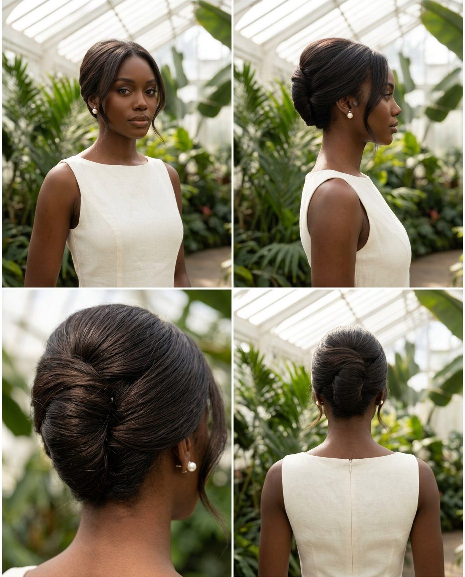 long espresso brunette sleek twisted updo with face-framing tendrils for summer 2026