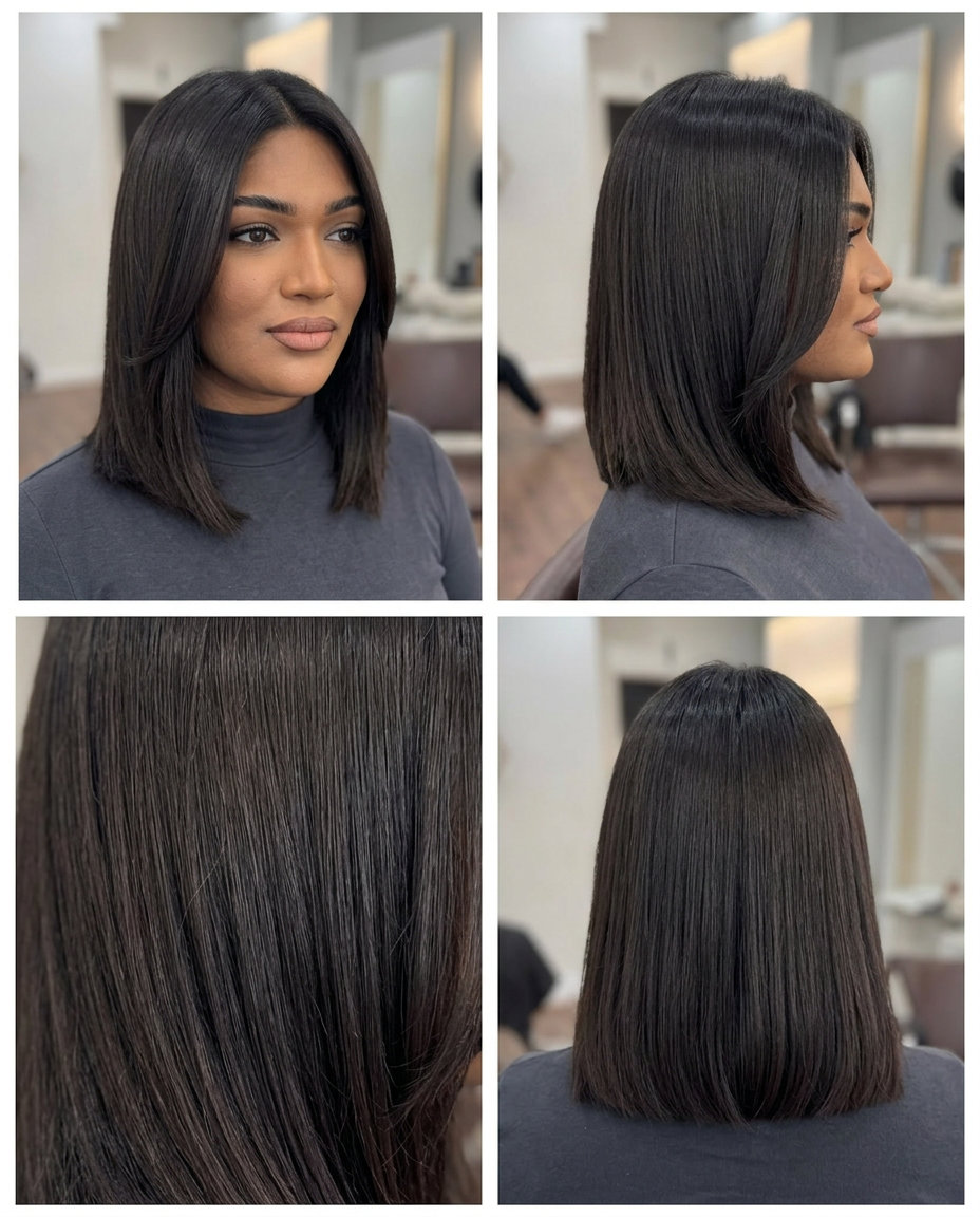 Parisian Chic Lob: Deep Espresso Brunette 2026 medium lob haircut in deep espresso brunette with cool chocolate undertones and high-shine gloss — elegant professional look
