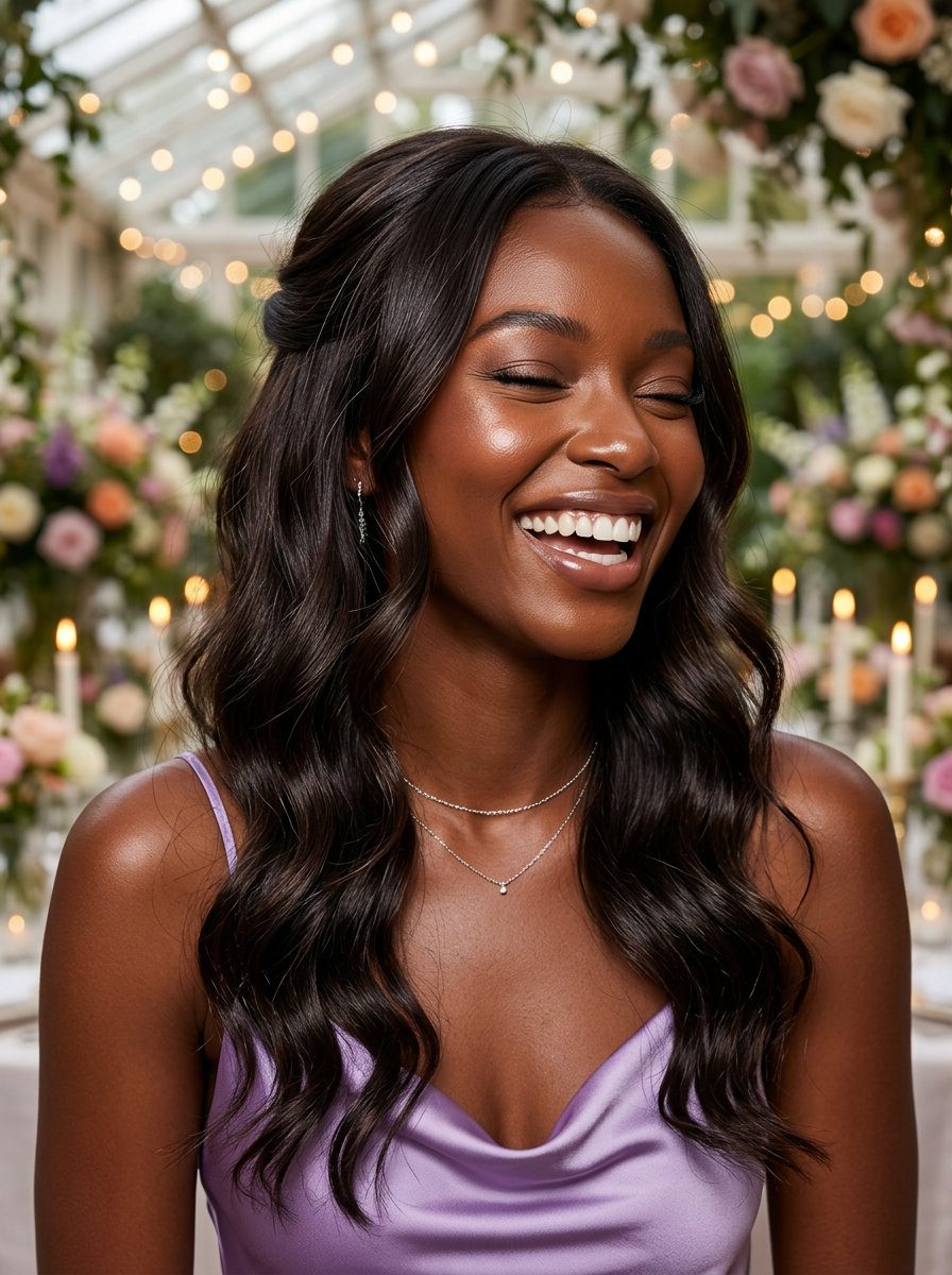 Romantic Espresso Waves: Long Hair 2026 long layered V-cut with midnight espresso cool undertones, soft waves for summer