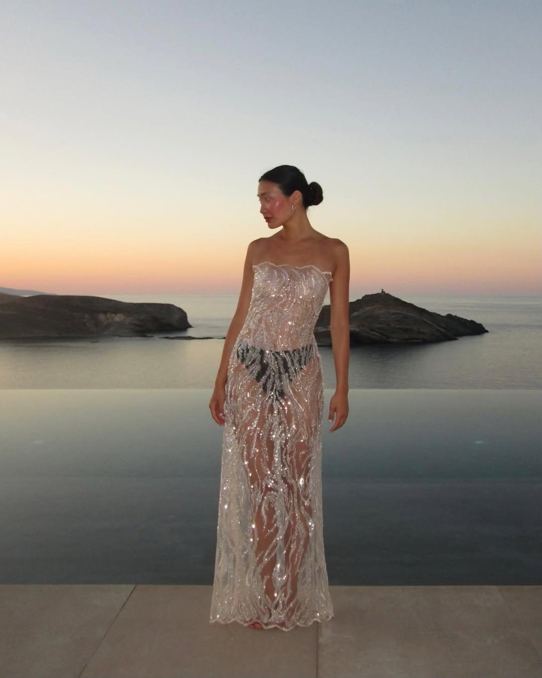 Silver Sequined Strapless Column Gown — Ethereal Dress Ideas