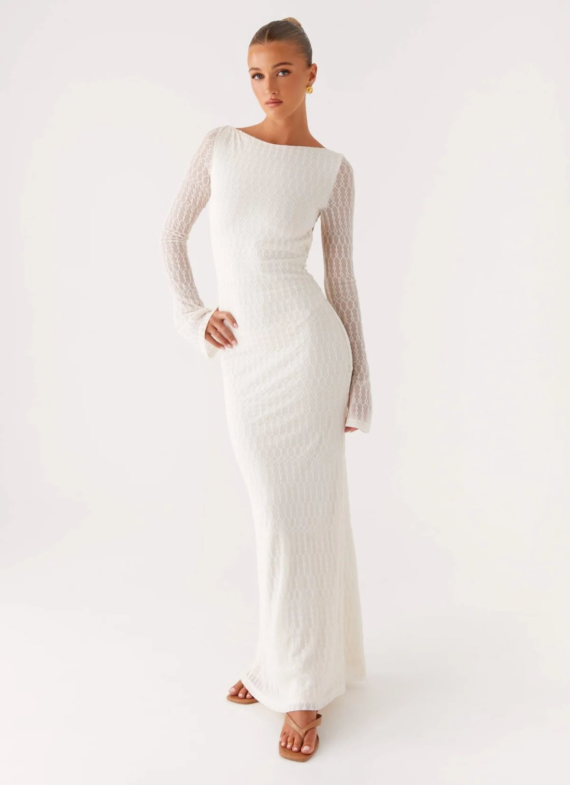 Ivory Knit Maxi Dress with Sheer Sleeves — Ethereal Dress Ideas