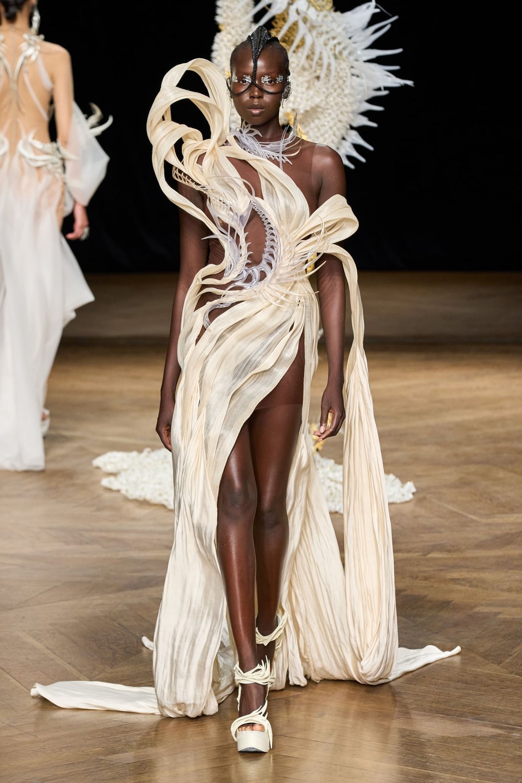 Avant-Garde Ivory and Beige Draped Dress — Ethereal Dress Ideas