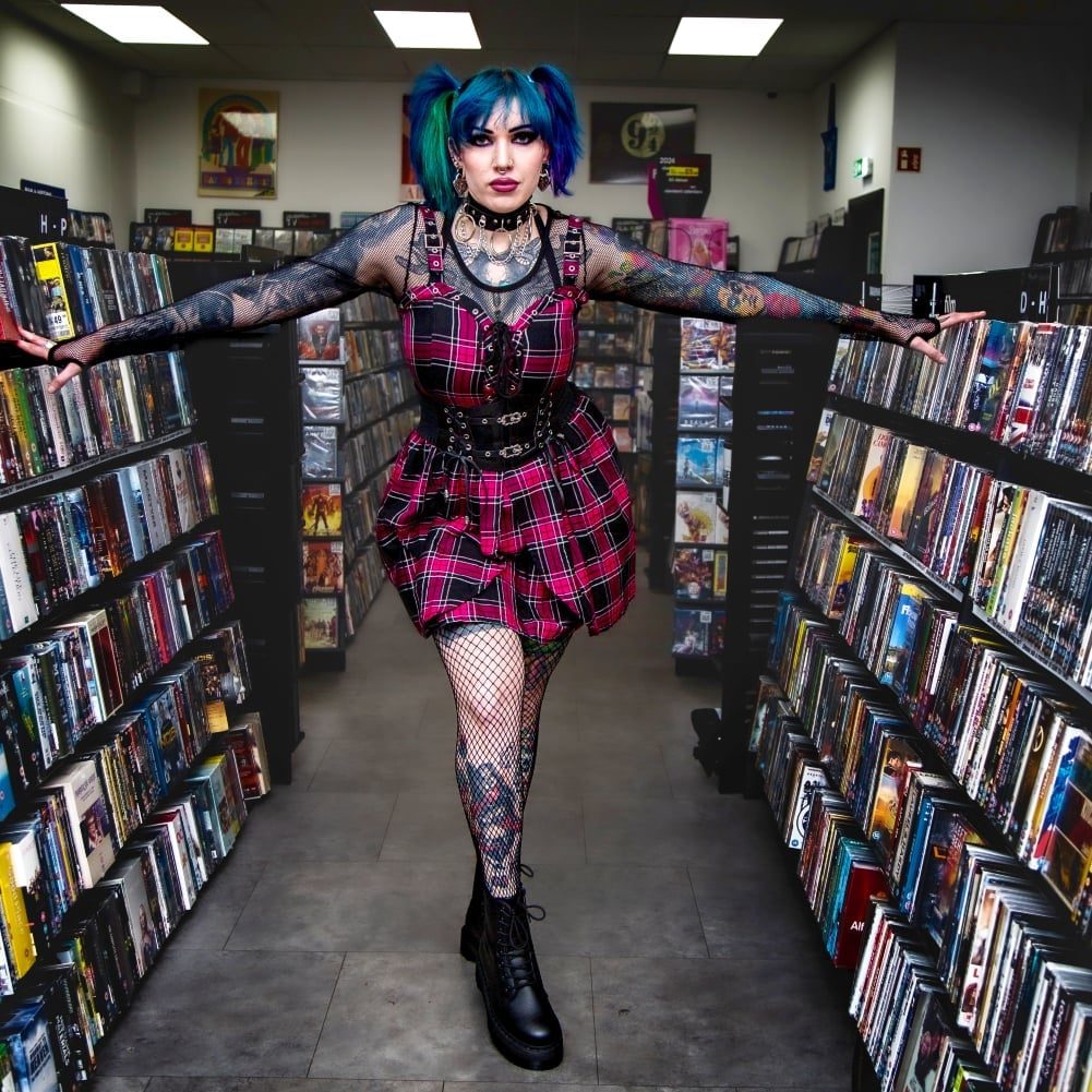 Plaid Dress with Corset Detail and Platforms Plaid Dress with Corset Detail and Platforms — Goth Style Ideas