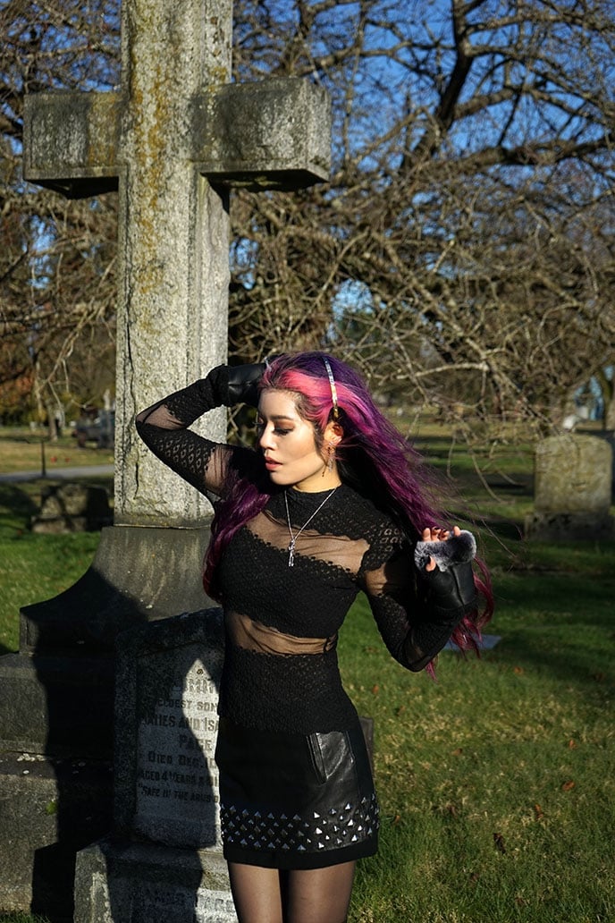 Sheer Lace Top and Mini Skirt Combination, Close-Up Take Sheer Lace Top and Mini Skirt Combination, Close-Up Take — Goth Style Ideas