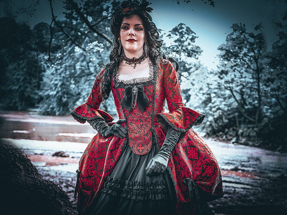 Victorian Gothic Brocade Dress with Ruffles Victorian Gothic Brocade Dress with Ruffles — Goth Style Ideas