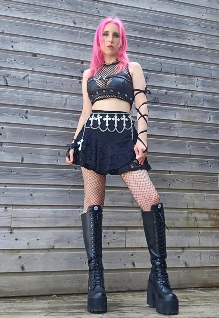 Mesh Top Over Crop Top with Lace Skirt Mesh Top Over Crop Top with Lace Skirt — Goth Style Ideas