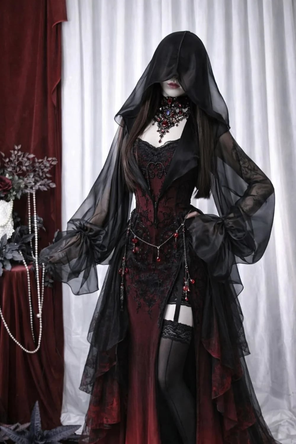 Ornate Choker and Sheer Cape Combination Ornate Choker and Sheer Cape Combination — Goth Style Ideas