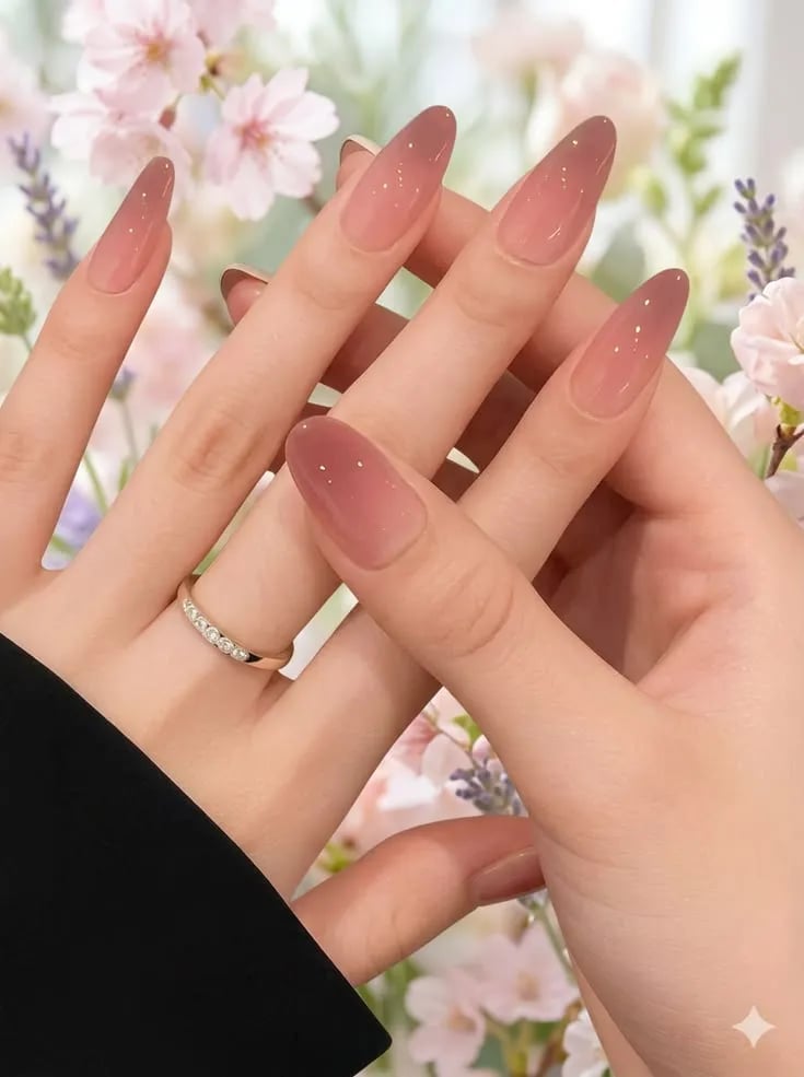 Pale Pink to Nude Glitter Gradient Almond Nails Pale Pink to Nude Glitter Gradient Almond Nails — Gradient Nail Ideas
