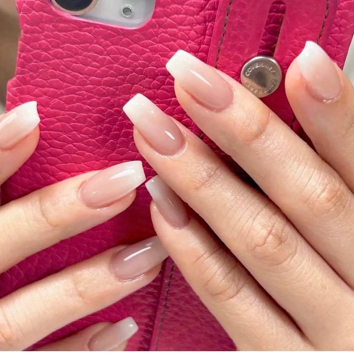 Nude to White French Ombre Square Nails Nude to White French Ombre Square Nails — Gradient Nail Ideas