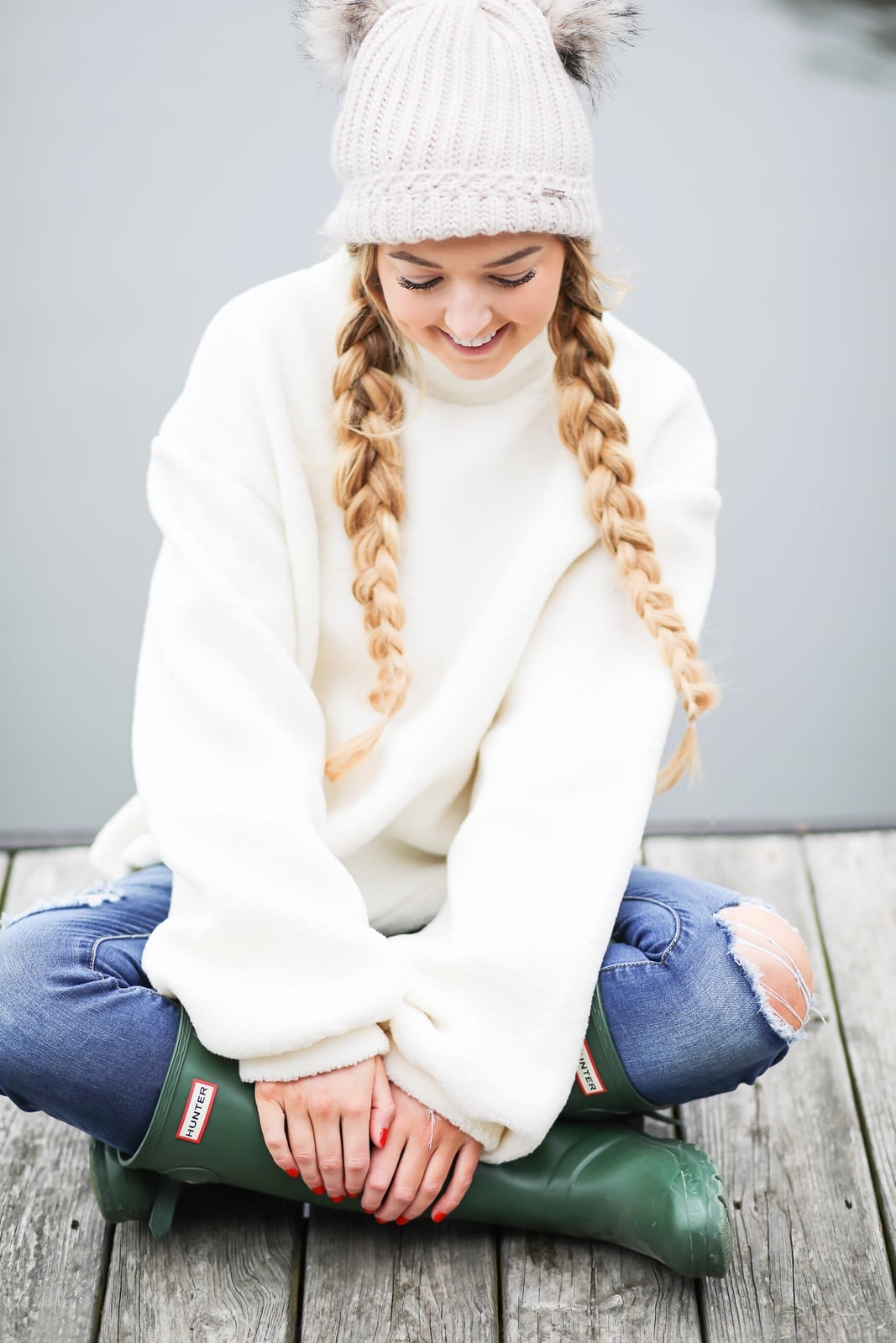 Shoulder-Length Braids With Knitted Beanie — Hair Ideas with Hat