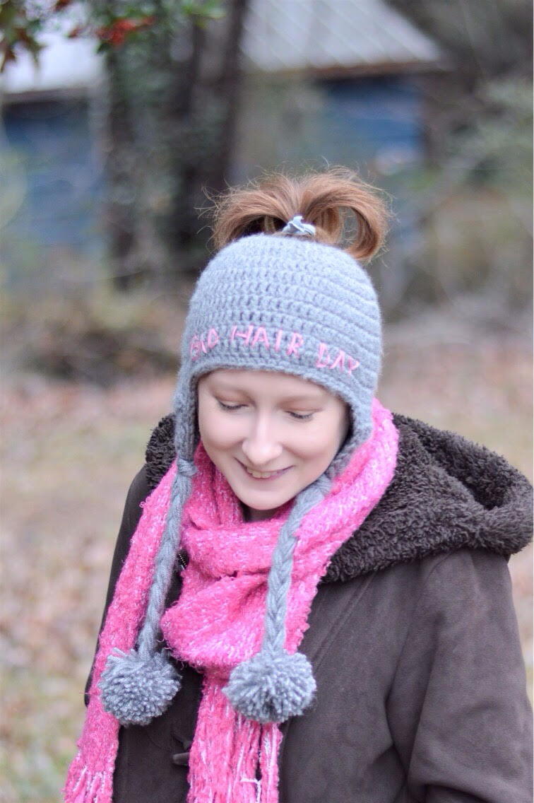 Messy Bun With Braided Strands And Crochet Hat — Hair Ideas with Hat