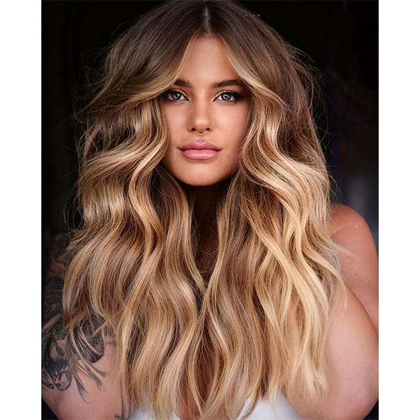 Long Honey Blonde Balayage Blowout — Honey Blonde Hair Inspiration