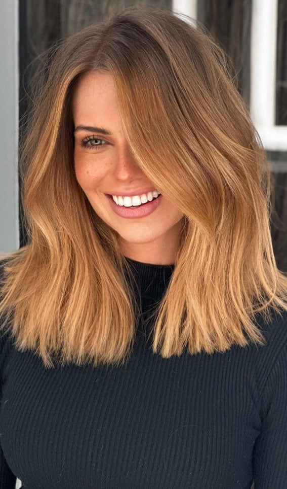 Collarbone Warm Honey Blonde Lob — Honey Blonde Hair Inspiration