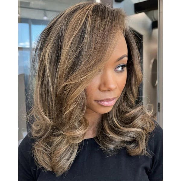 Shoulder Length Honey Blonde Balayage Blowout, Wavy — Honey Blonde Hair Inspiration