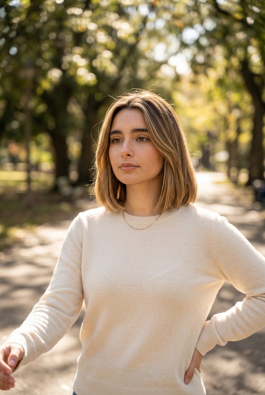 long layered honey blonde hair color with honey toffee shadow root, foilayage technique for sophisticated look