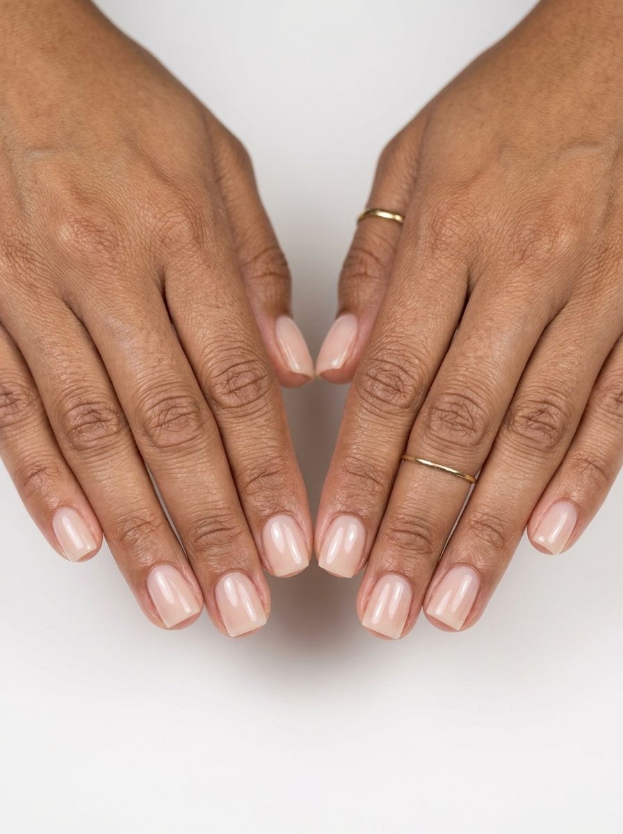 Builder Gel Nude Strength nails for june manicure ideas - summer trends 2026. Clean and polished.