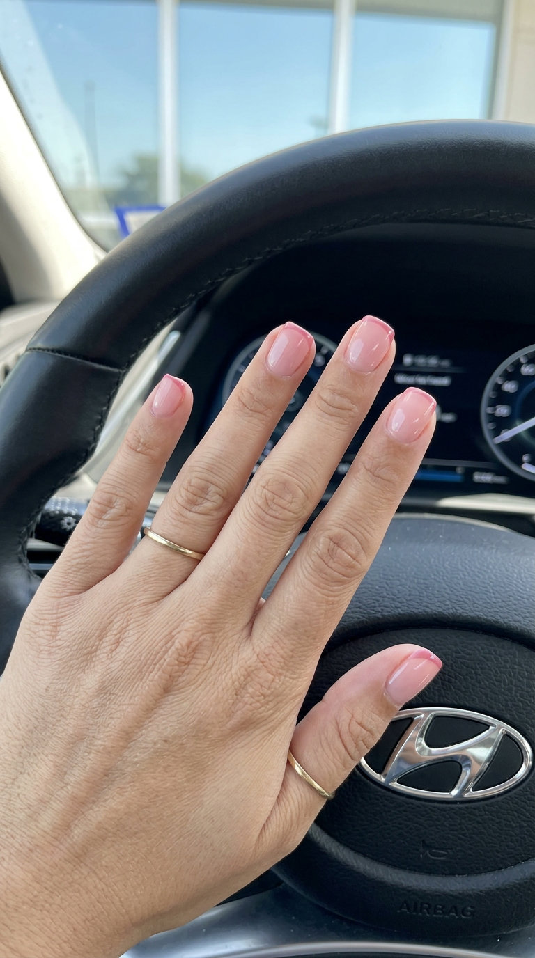 Sheer Pink Micro French nails for june manicure ideas - summer trends 2026. Minimalist and clean.
