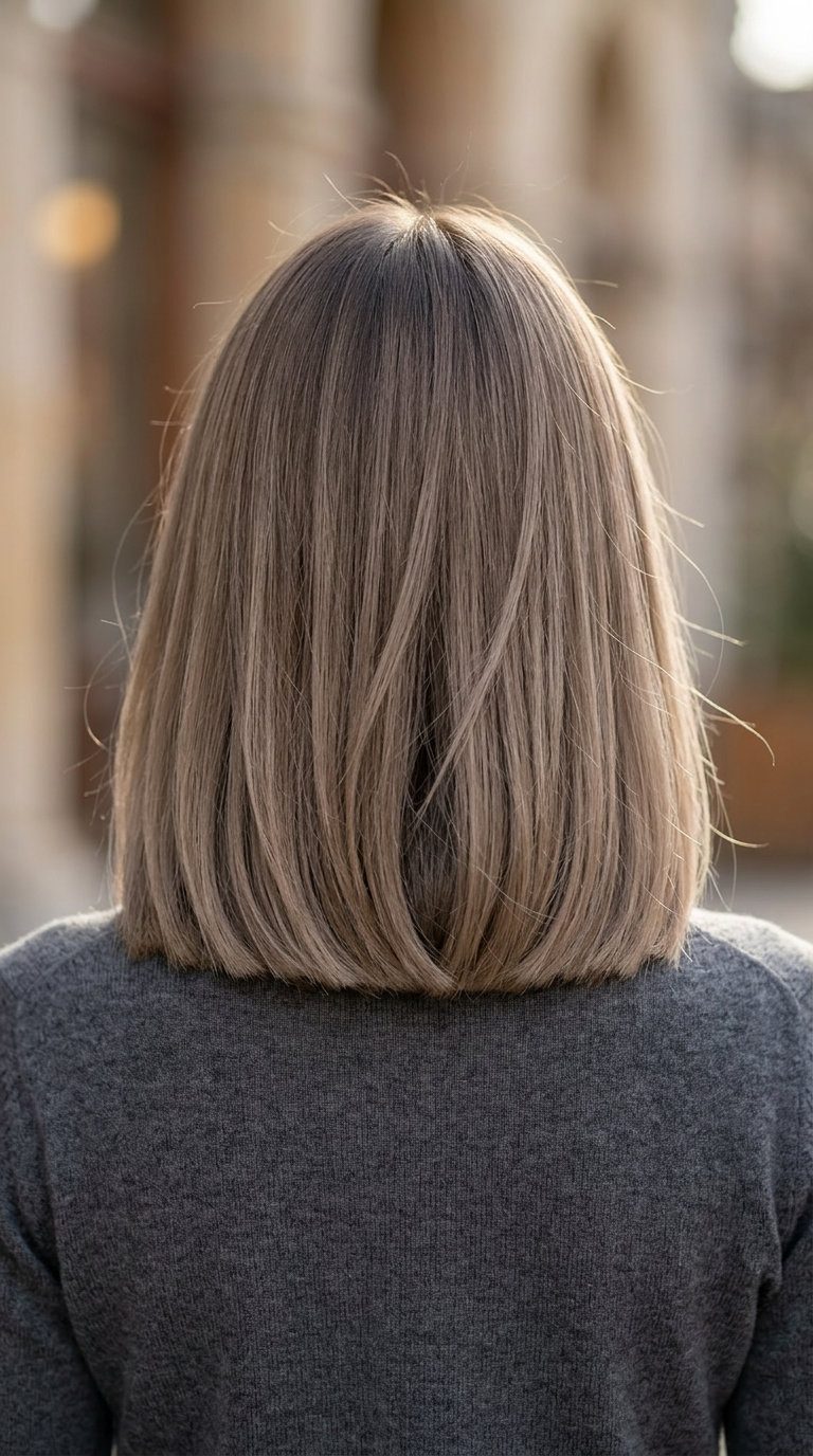 Chic Linen Italian Bob for Round Faces 2026 neck-length Italian bob haircut in linen brown with blunt perimeter and internal texture for summer