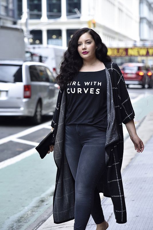 Graphic Comfort: Long Cardigan Over Graphic Tee — Winter Outfits for Plus Size Women