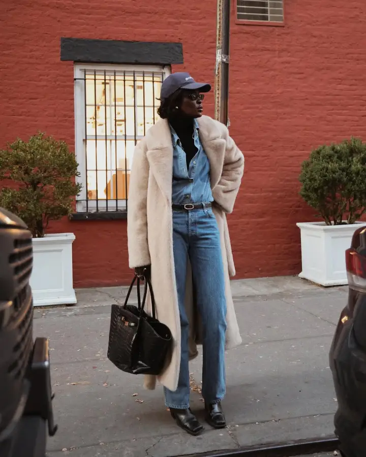Elevated Neutrals: Faux Fur Over Denim Elevated Neutrals: Faux Fur Over Denim — Cute Winter Outfits