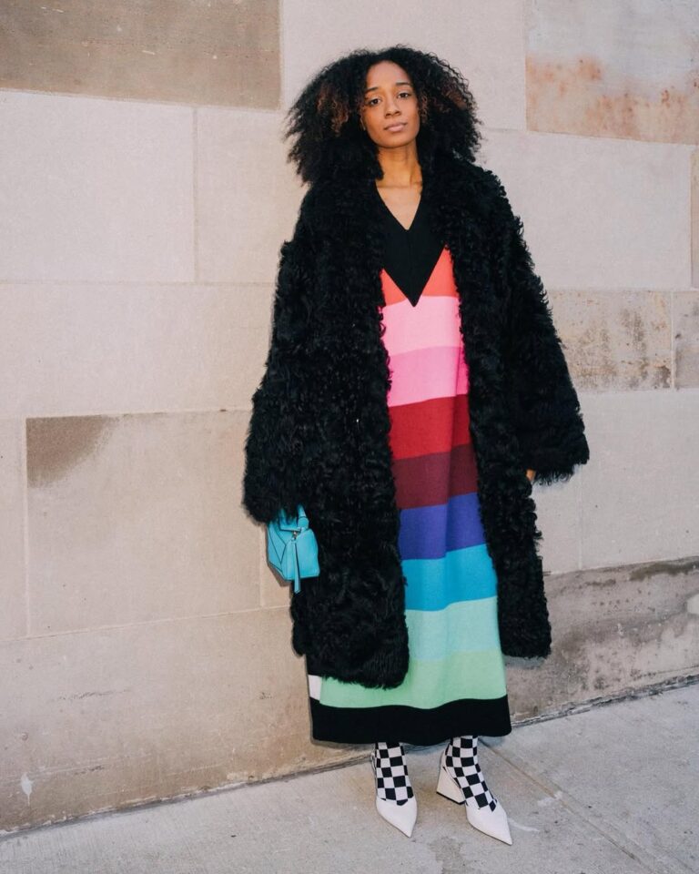 Styling Variation: Bold Coat and Patterned Dress — Cute Winter Outfits