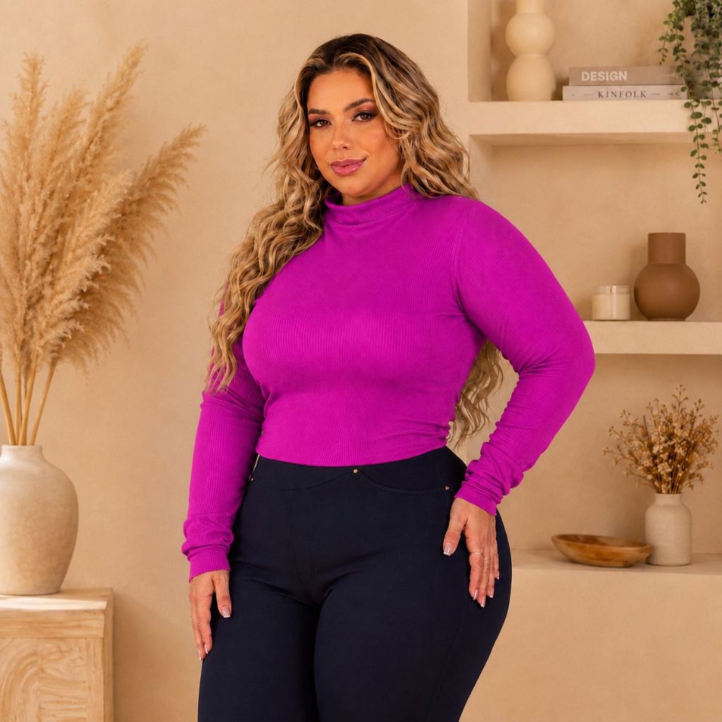Vibrant Ribbed Knit Top and Navy Pants for a Chic Everyday Look Vibrant Ribbed Knit Top and Navy Pants for a Chic Everyday Look — Winter Outfits for Curvy Women
