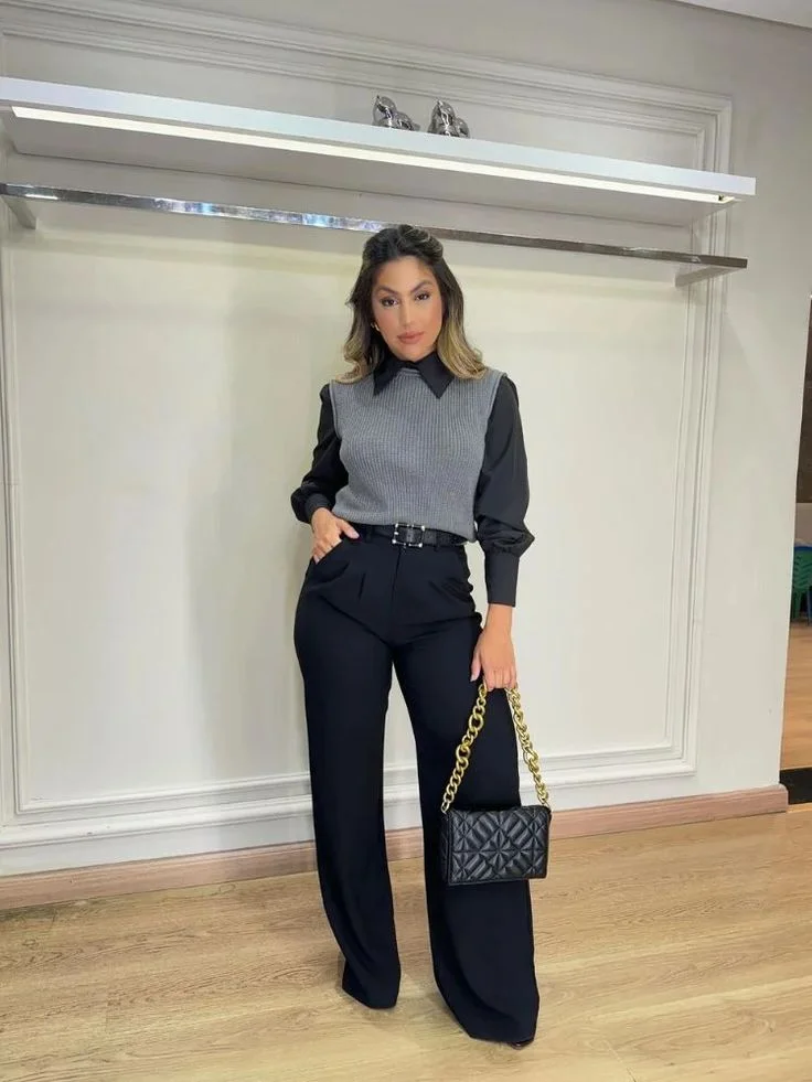 Sophisticated Monochrome with a Knit Vest and Wide-Leg Trousers — Winter Outfits for Women Over 50