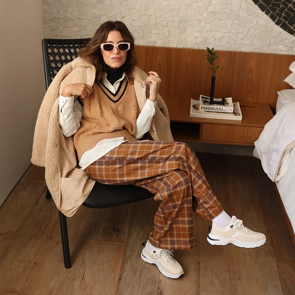 Teddy Coat and Plaid Trousers for a Cozy Winter Concert — Winter Concert Outfits