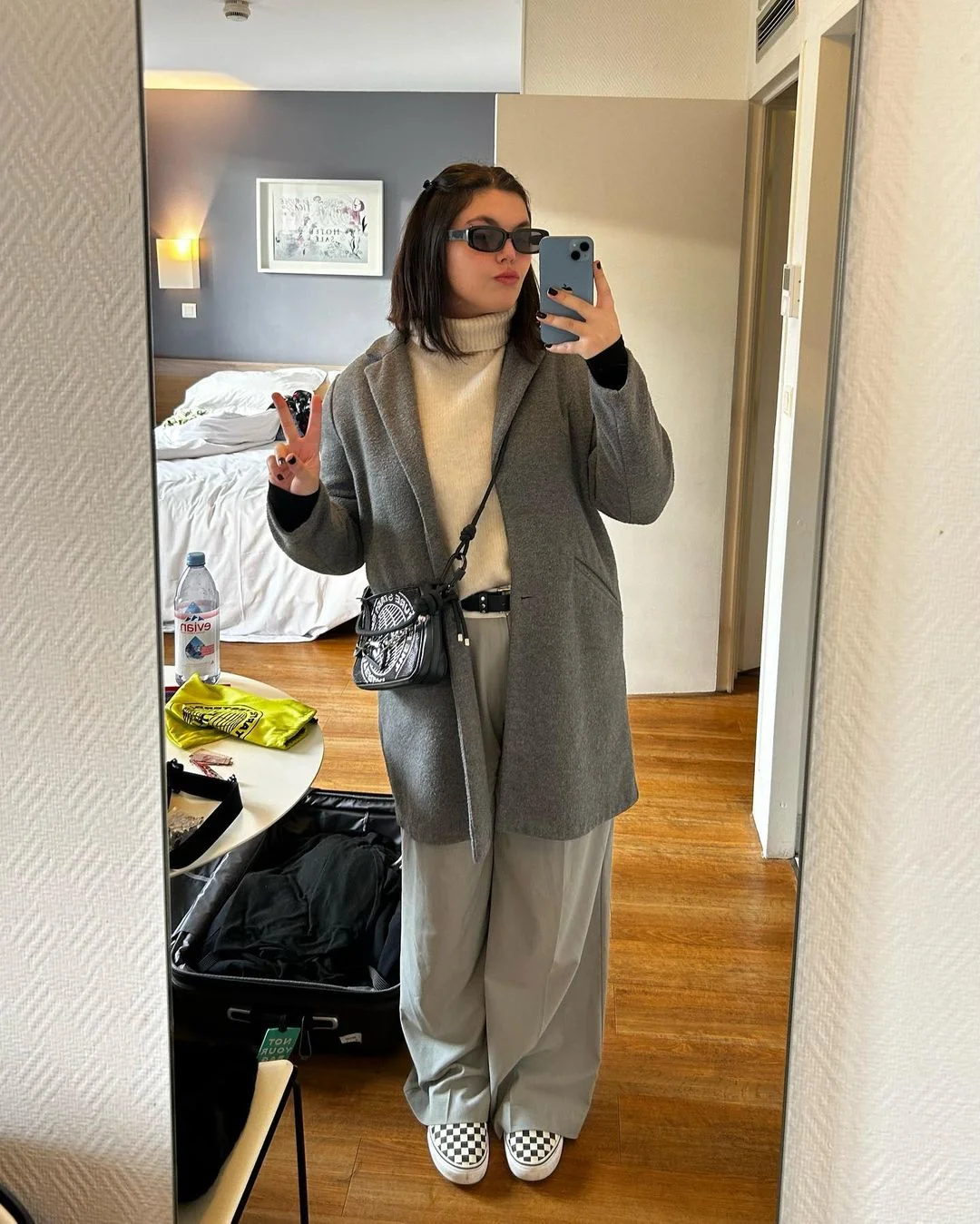 Chic Grey Wool Coat and Turtleneck for Travel Chic Grey Wool Coat and Turtleneck for Travel — Winter Travel Outfits