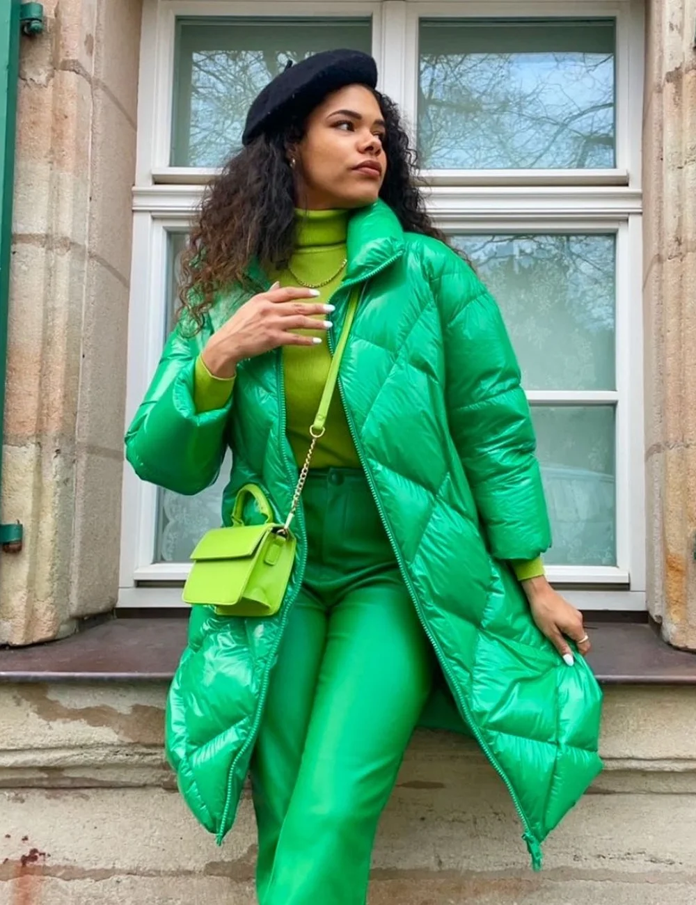 Outfit Idea — Matching Leather-Like Pants — Winter Outfits for Moms