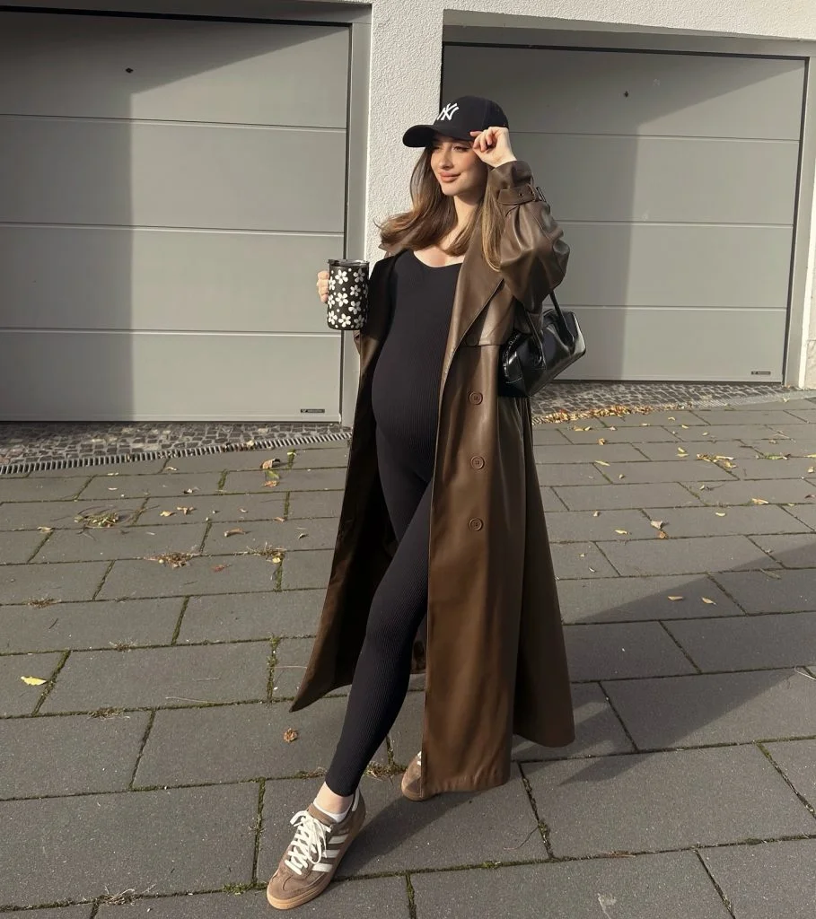 Brown Sneakers With White Laces Outfit Idea — Winter Outfits for Moms