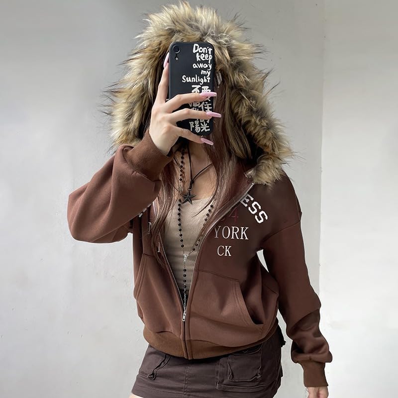 Fur-Trimmed Hoodie and Beaded Necklace: Y2K Streetwear Vibe — Y2K Winter Outfits