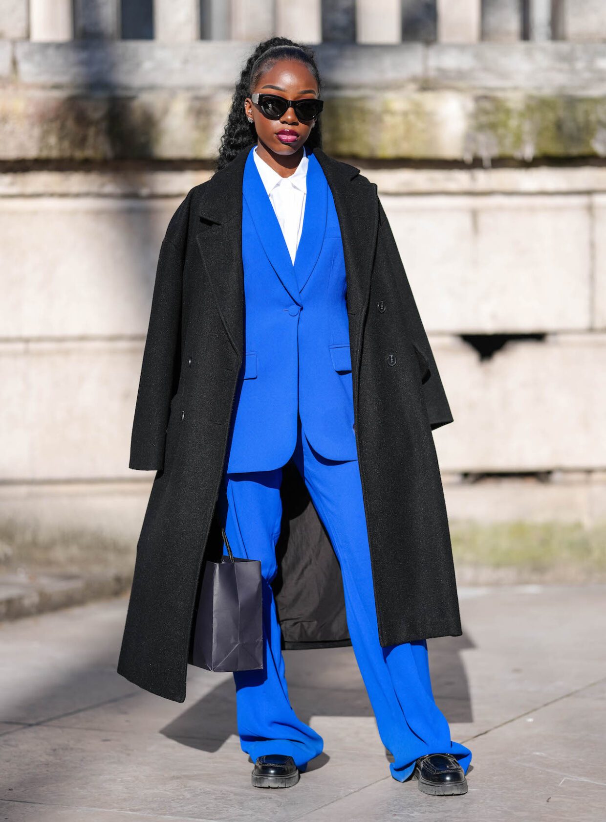 Sharp Suiting: Wool Coat Over Blue Suit — Scandinavian Winter Outfits