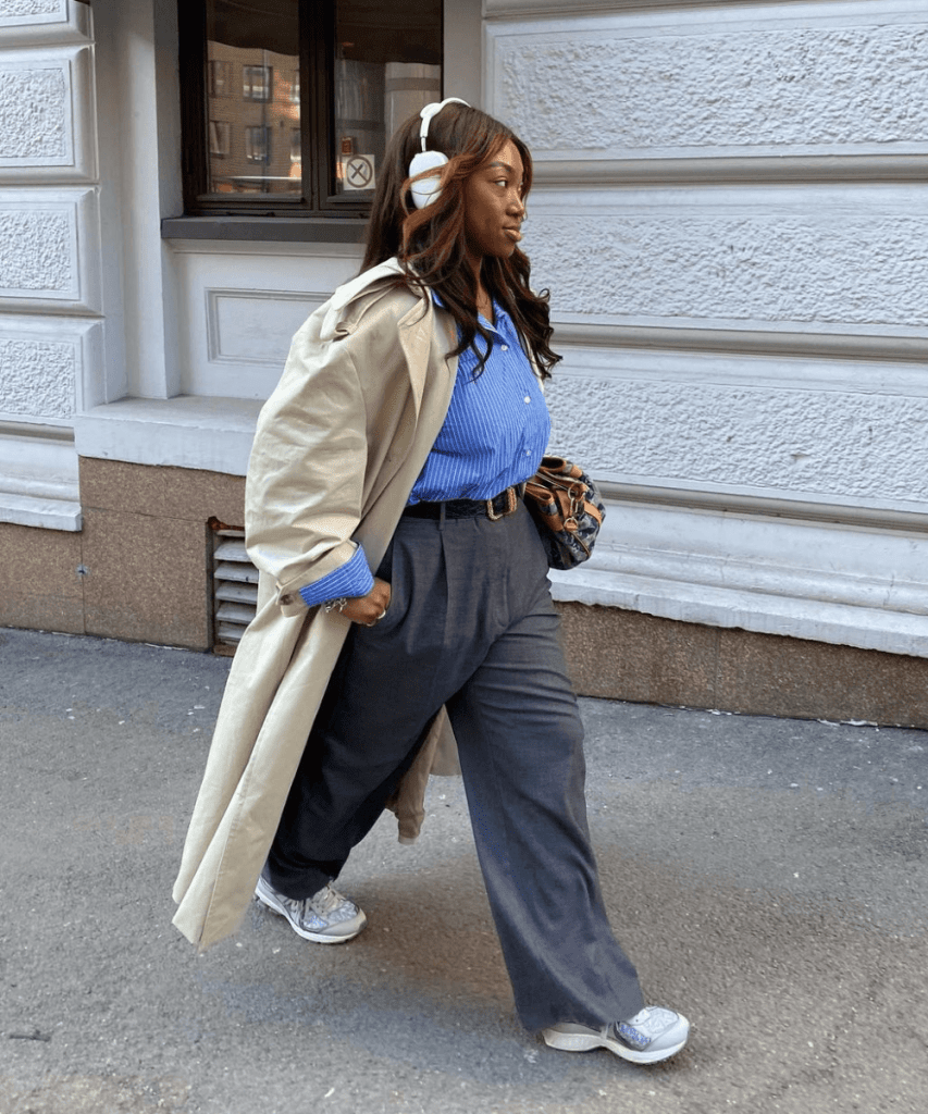Oversized Beige Trench Coat Over Casual Layers — Winter Athleisure Outfits