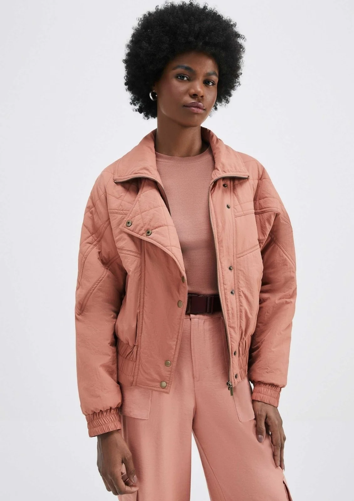Pink Quilted Bomber Jacket Style — Winter Jackets for Women