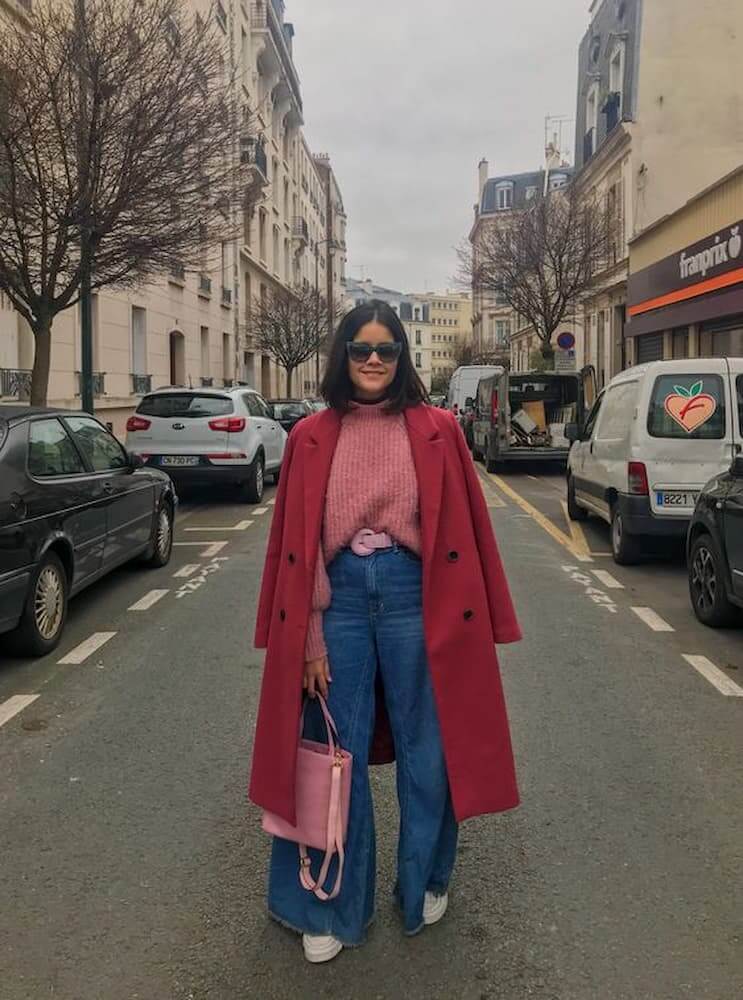 Vibrant Red Coat Elevates Blue Wide Leg Jeans Vibrant Red Coat Elevates Blue Wide Leg Jeans — Winter Outfits with Wide Leg Jeans